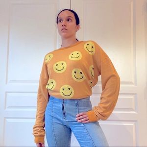 Smiley face crew neck